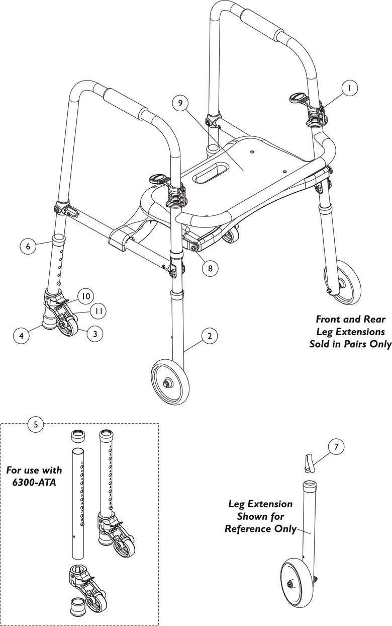 WalkLite Walker-Model 6300-5F, 6300-ATA and 6300-JRA