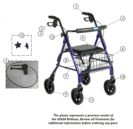 Rollator (Four Wheeled) - Model 65650 and 65650R