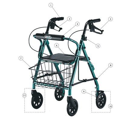 Rollator (Four Wheeled) - Model 65350GR