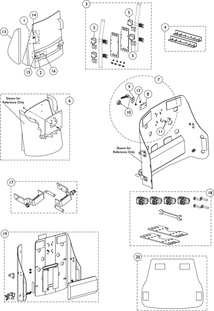 Personal Back/Personal Back Plus Mtg. Hardware, Lateral Pads, Headrest Clamp Kit