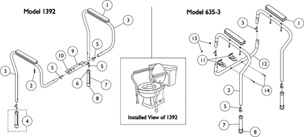 Toilet Safety Frame (Model 1392 and 635-3)