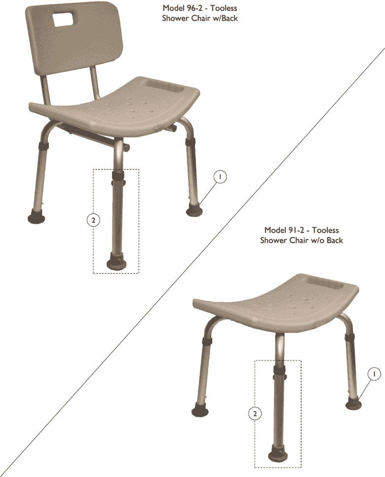 Shower Chair - Tooless (Models 91-2 and 96-2)
