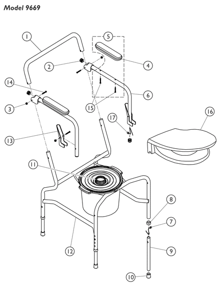 Drop Arm Stationary Commode