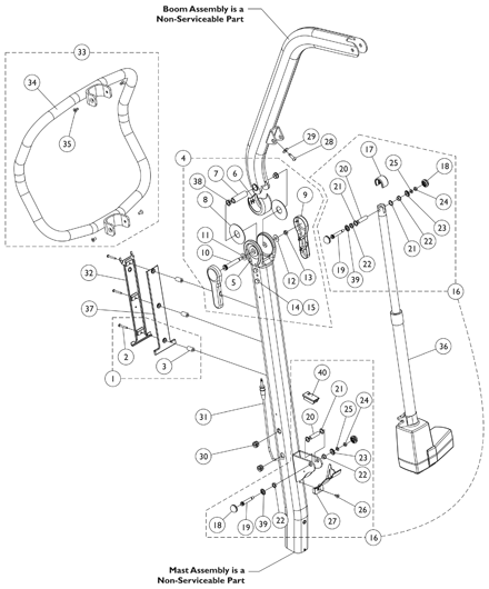 Jasmine Full Body Lift Mast/Boom Assembly