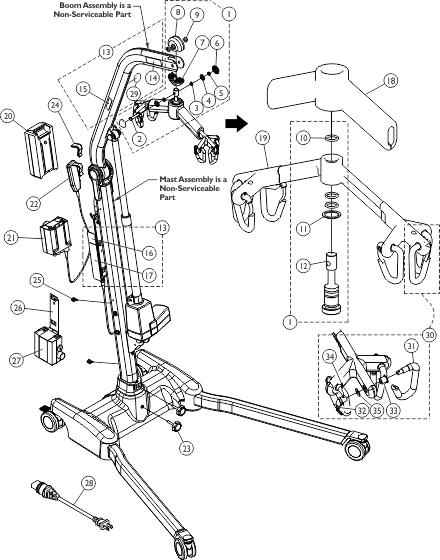 Jasmine Full Body Lift - Labels, Hanger Bar, Battery Pack, Controller and Hand C