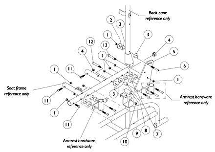 Seat Frame and Back Cane Hardware