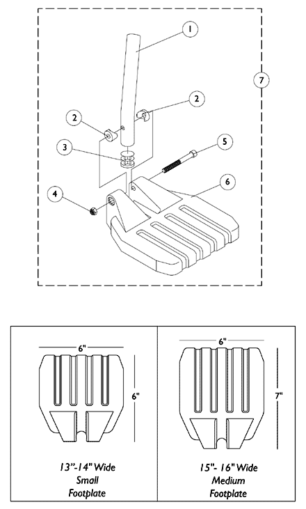 Pivot/Slide Tube and Composite Footplates