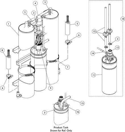 Sieve Bed Assembly and Product Tank (10 Liter Models)