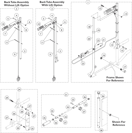 Back Canes and Hardware - 9000XT Recliner