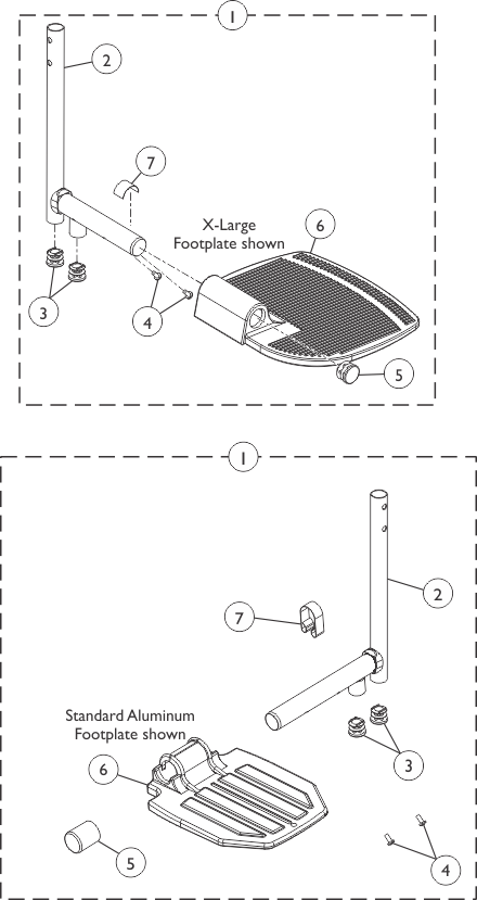 Front Riggings - Pivot Slide Tube with Footplate