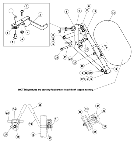 PAS4A/PAL4A Articulating Legrests