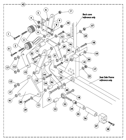 Mechanical Legrest Actuator Linkage with M.S.R.