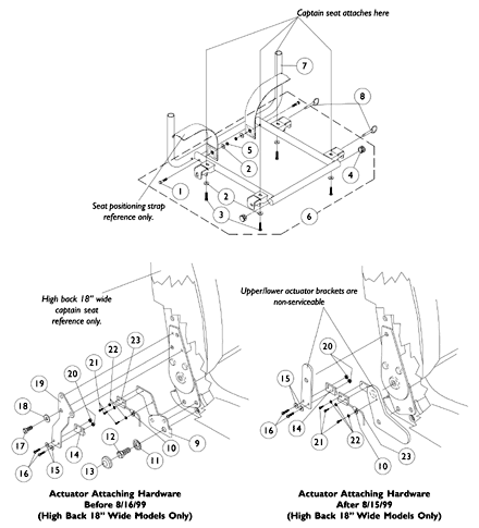 Captain Seat Frame and Actuator Hardware Before 9/1/02