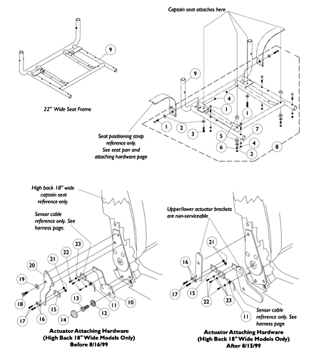 Captain Seat Frame and Actuator Hardware