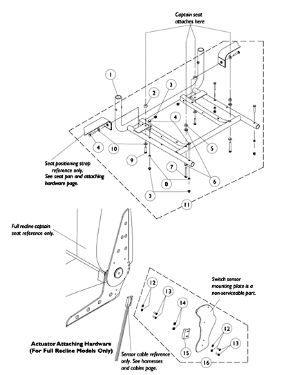 Captain Seat Frame and Actuator Hardware