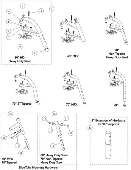 Footrest Support Assemblies