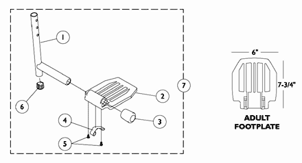 A1562/A1564 - Aluminum Footplate with Pivot Slidetube