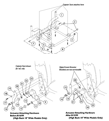 Captain Seat Frame and Actuator Hardware Before 9/1/02