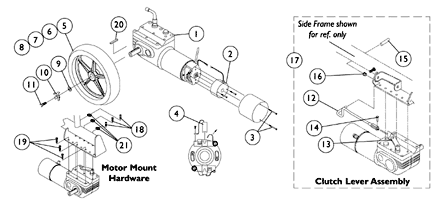 Drive Wheel, 2-Pole Motor and Gearbox