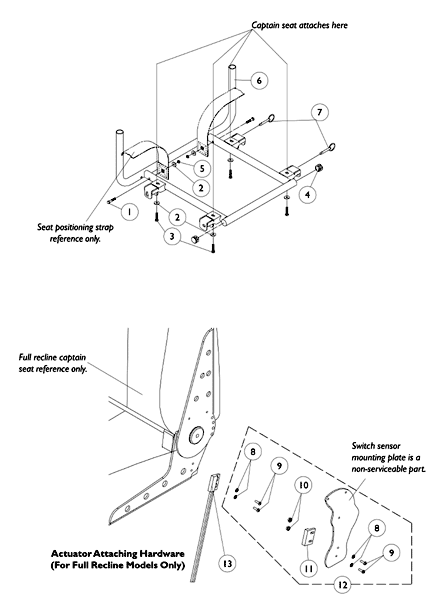 Captain Seat Frame and Actuator Hardware After 8/31/02