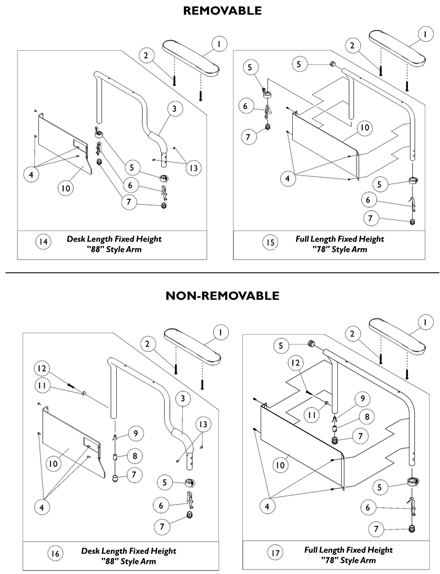 Space Saver Fixed Height Arms