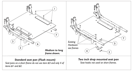 Seat Pan and Attaching Hardware