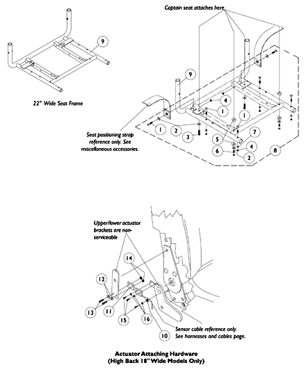 Captain Seat Frame and Actuator Hardware - Before 11/1/01