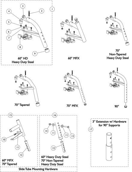 Footrest Support Assemblies