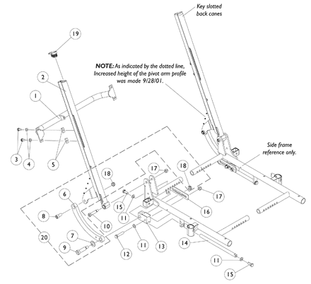 Back Cane and Spreader Bar Assembly - Tilt Only