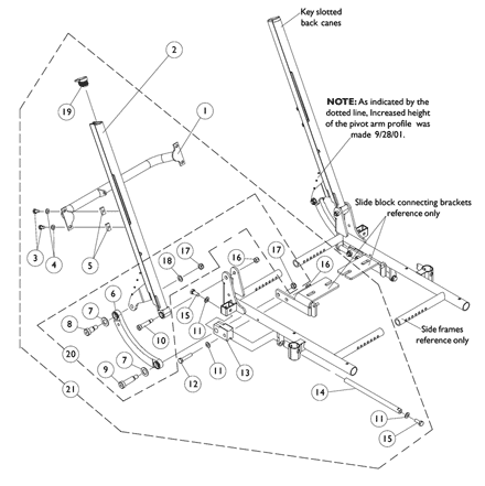 Back Cane and Spreader Bar Assembly - Recline Only and Tilt/Recline