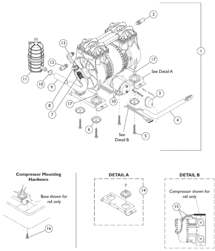 Compressor and Mounting Hardware - Non Platinum 5 Models