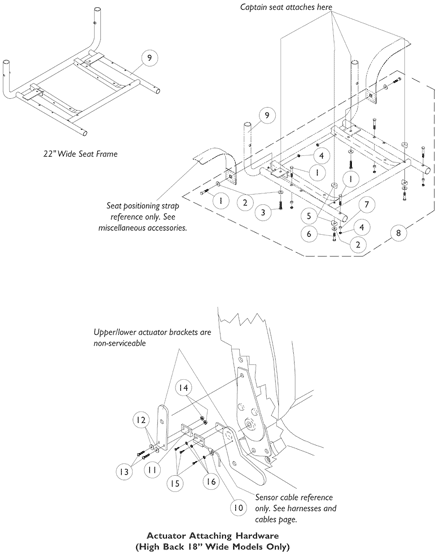 Captain Seat Frame and Actuator Hardware - Before 11/01/01