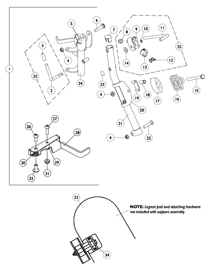 Front Rigging - T934A/C Legrest