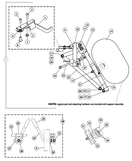 Front Rigging - PAL4A Articulating Legrest