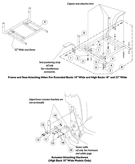 Captain Seat Frame and Actuator Hardware