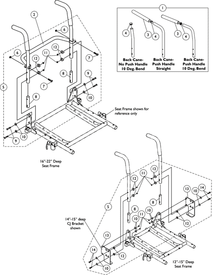 Back Canes, Spreader Bars and Attaching Hardware