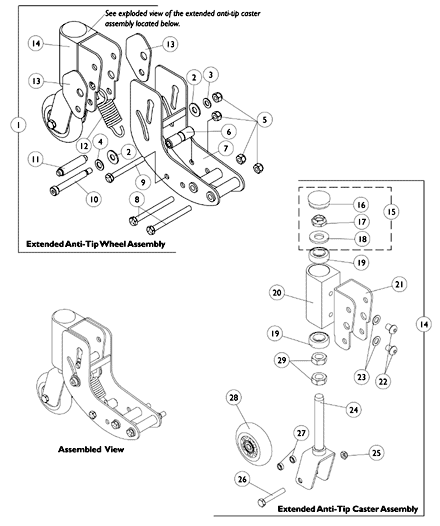 Extended Anti-Tip Wheel Assembly