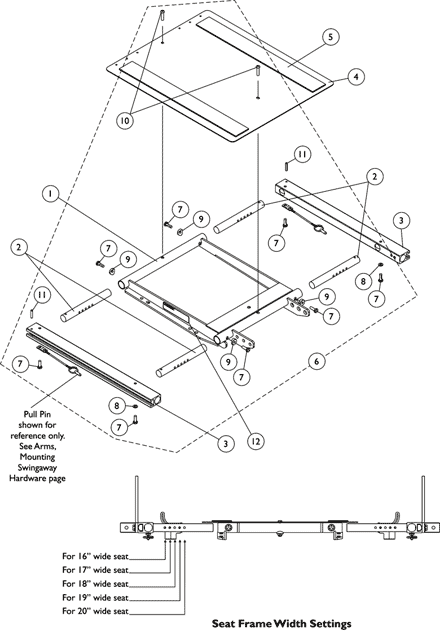 ADJASBA/ADJRECL Seat Frame, Seat Pan and Hardware 16