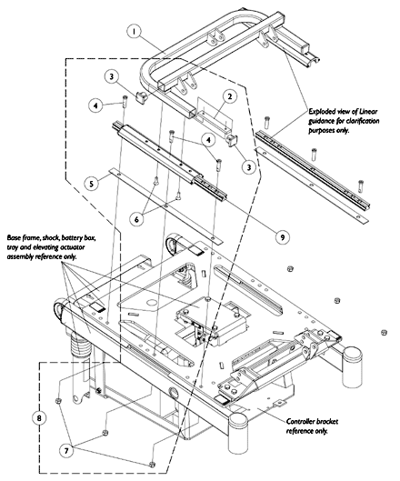 Rear Frame and Mounting Hardware for Elevating Seat
