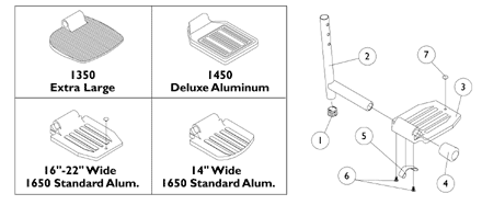 Pivot/ Slide Tube and 1650, 1450, 1350 Aluminum Footplates