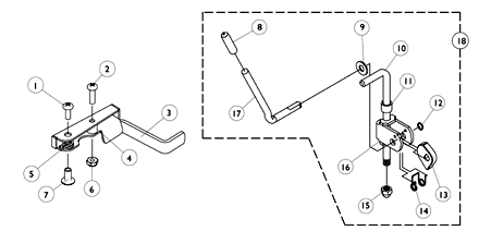 Legrest Release Handles and Ratchets