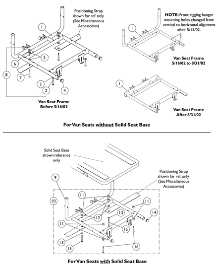 Van Seat Frame and Mounting Hardware