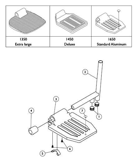 Pivot/Slide Tube and Footplate - P904, PH904A, PAL4A, PHAL4A