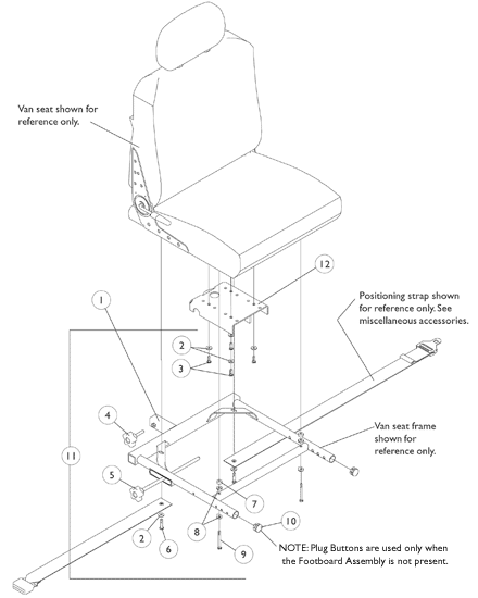 Van Seat Frame and Mounting Hardware