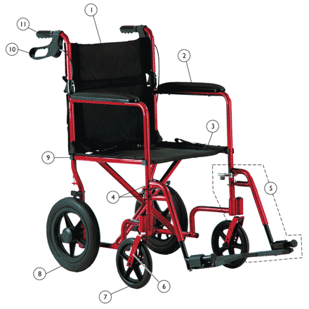 Invacare Transport Chair with 12
