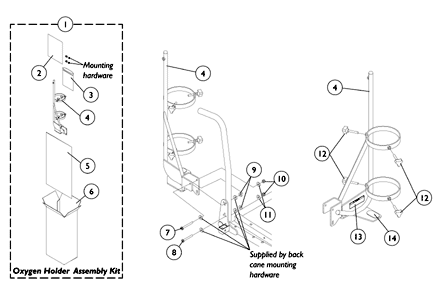 Oxygen Holder Assembly, A.S.B.A. Seats