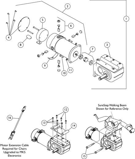 Motor and Gearbox Assembly - 300 Lb. Limit