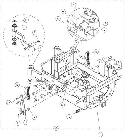 Base Frame, Swing Arms and Stability Lock Hardware