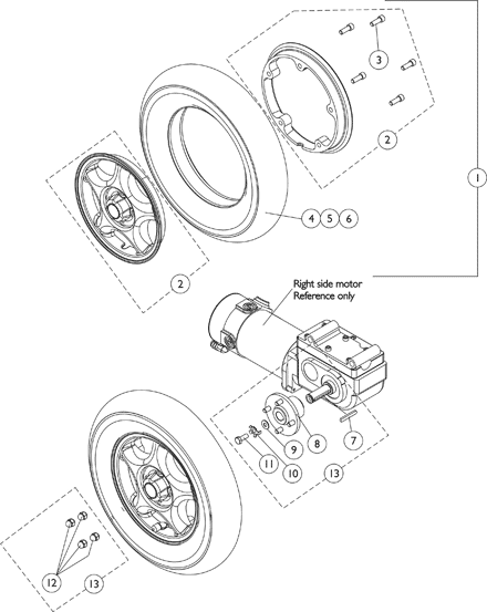 Wheels, Drive Wheels and Mounting Hardware (14