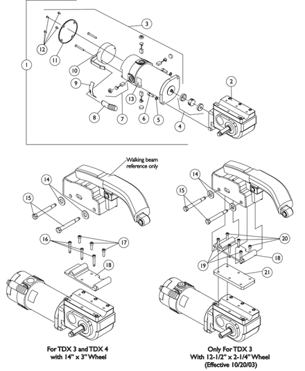 Motor, 4-Pole, Gearbox and Mounting Hardware